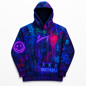 Cyberpunk Graffiti Hoodie for Men and Women – Neon Streetwear Instable Design